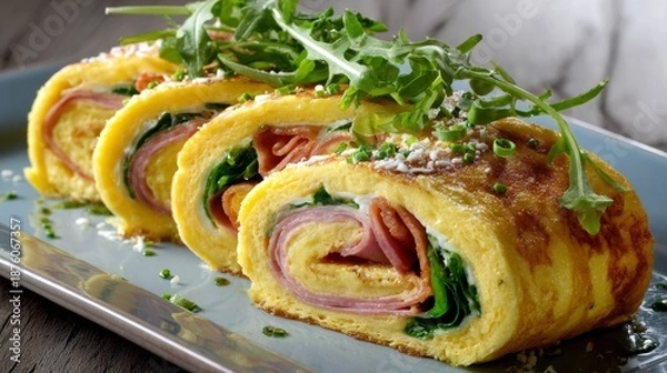 Obraz omelet roll with ham