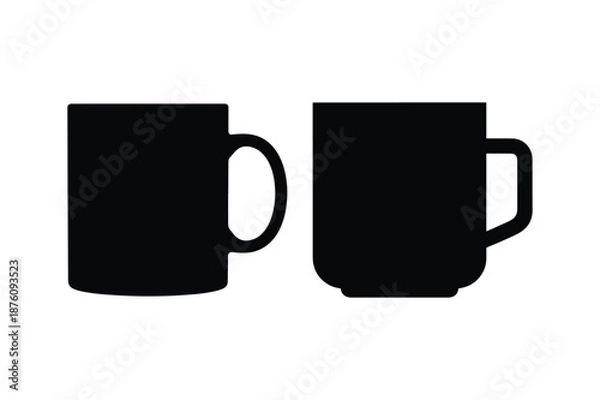 Fototapeta Cup Drinkware Silhouette Vector Icon Set