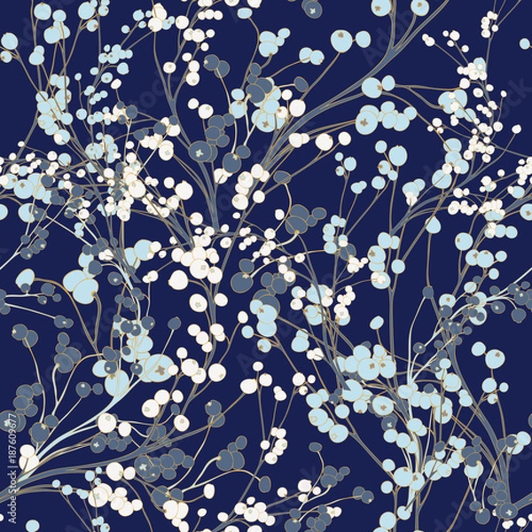 Fototapeta Blue Berry Seamless Vector Background