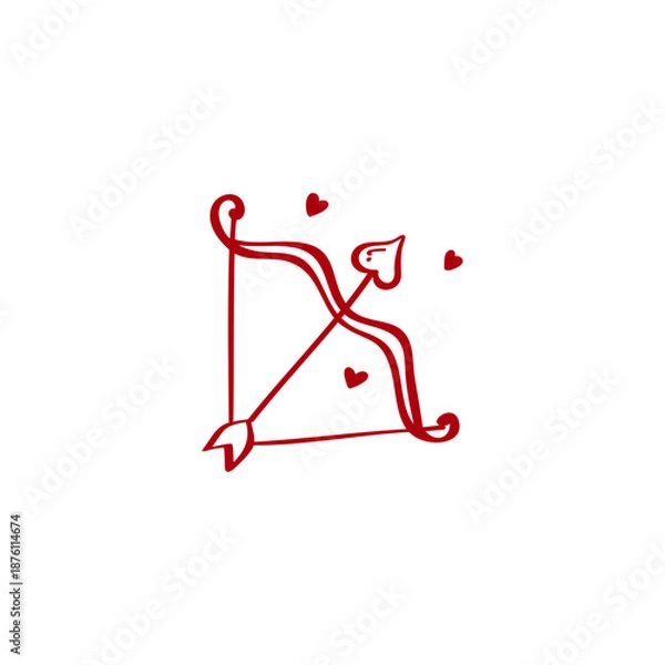 Obraz Cupid's arrow hand drawn vector illustration. Cupid vector icon