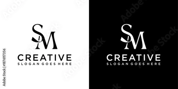 Fototapeta SM or MS initial letter logo design vector