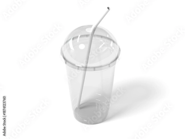 Obraz Plastic Cup 3D Render Isolated White for Mockup 2