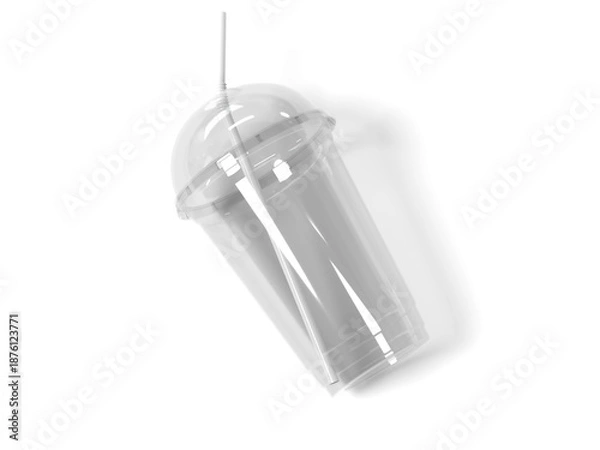 Obraz Plastic Cup 3D Render Isolated White for Mockup 4