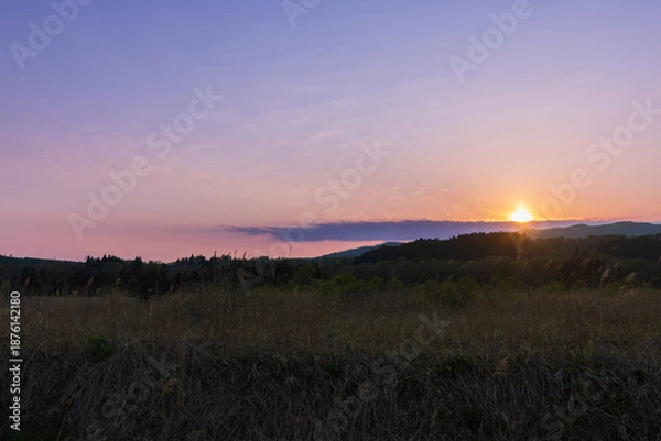 Obraz 北海道道南2025春の夕陽02