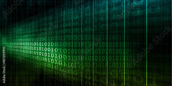 Obraz Binary Cyber Network and Digital Transformation Data Flow