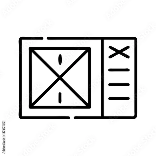 Fototapeta User interface design wireframe with navigation elements  