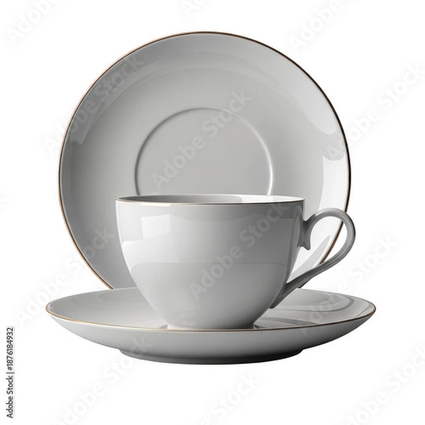 Fototapeta Elegant white ceramic tea set
