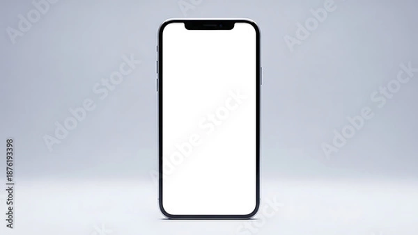 Obraz Smartphone with Blank White Screen Front View.