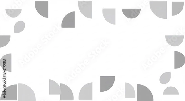 Fototapeta 白い背景にリズミカルに配置された淡いグレーと濃いグレーの半円と四分円がモダンで清潔感あふれる抽象的なフレームを創り出す. AI Generated