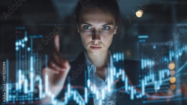 Obraz Woman analyzing financial data