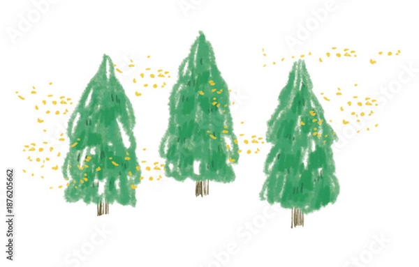 Obraz 杉の木から花粉が飛散している様子のベクターイラスト