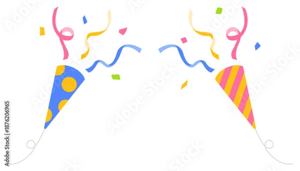 Fototapeta パーティークラッカーのセット、イラスト、アイコン、デコレーション素材	