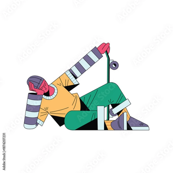 Obraz Skater Falling Learning Moment