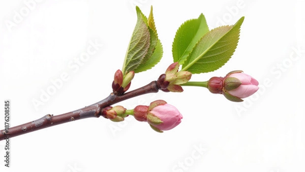 Obraz Spring Cherry Blossom Design Elements Collection Isolated on White