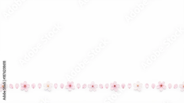 Obraz Spring Cherry Blossom Design Elements Collection Isolated on White