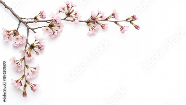 Obraz Spring Cherry Blossom Design Elements Collection Isolated on White