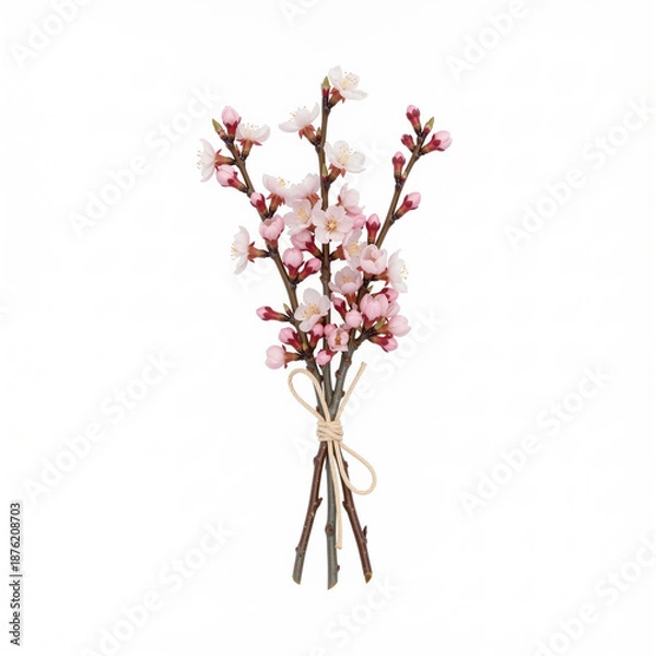 Obraz Spring Cherry Blossom Design Elements Collection Isolated on White