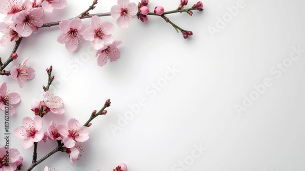 Obraz Spring Cherry Blossom Design Elements Collection Isolated on White