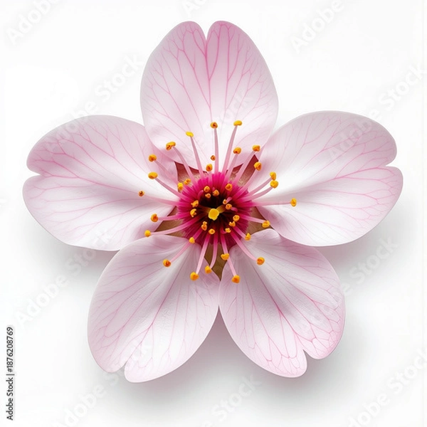 Obraz Spring Cherry Blossom Design Elements Collection Isolated on White