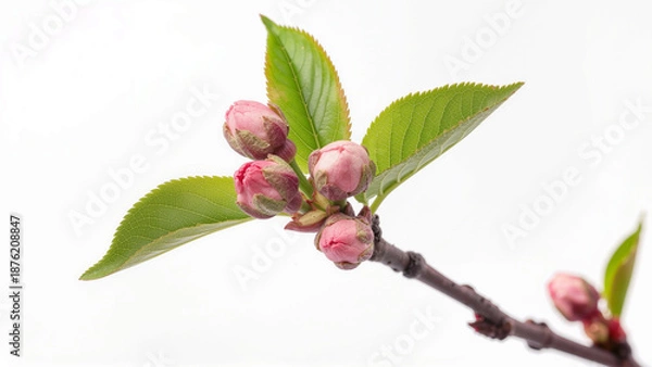 Obraz Spring Cherry Blossom Design Elements Collection Isolated on White