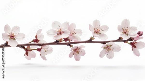 Obraz Spring Cherry Blossom Design Elements Collection Isolated on White