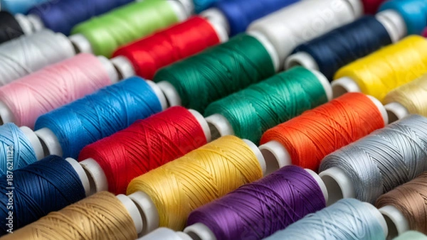 Obraz Assorted sewing threads arranged in colorful pattern