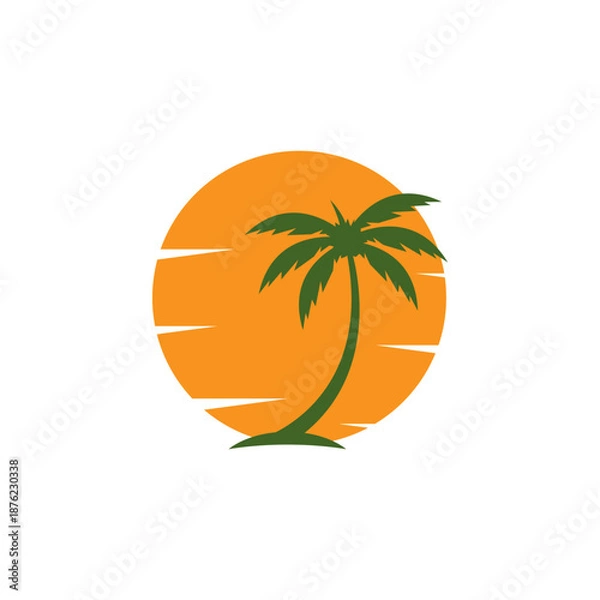 Fototapeta Palm tree leaf  illustration