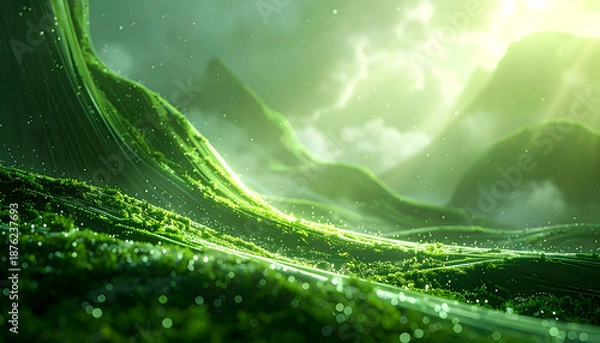 Obraz Lush green landscape with dramatic lighting