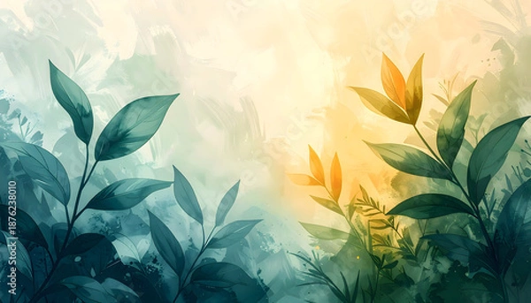 Obraz Abstract leaves against soft gradient background