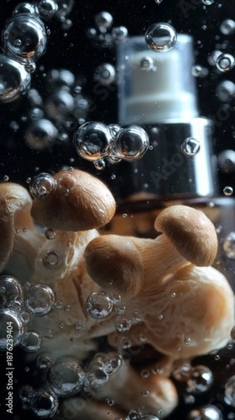 Obraz Shiitake mushrooms and bubble composition for culinary design