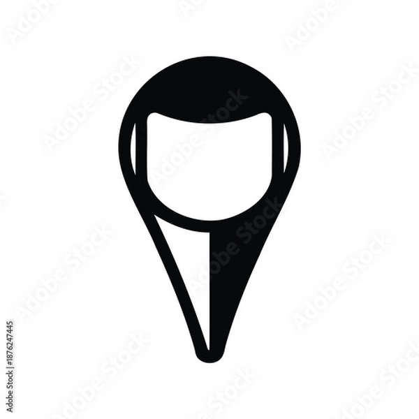 Obraz Black and White Map Pointer Icon Indicating Location on a Light Background