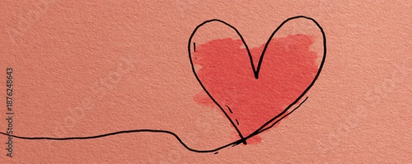 Obraz Hand-drawn heart illustration with a whimsical string