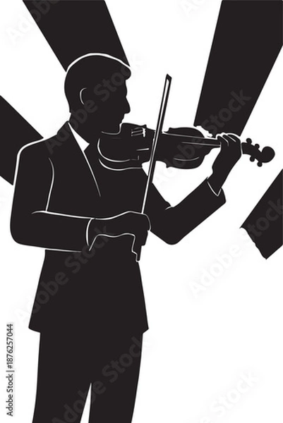 Obraz Violin player silhouette with elegant posture.