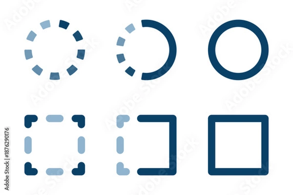 Fototapeta 未着手から完了までを示す進捗アイコンセット