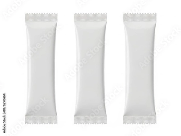 Fototapeta Three blank packets isolated on white background