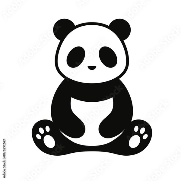 Obraz Sitting panda bear flat vector illustration