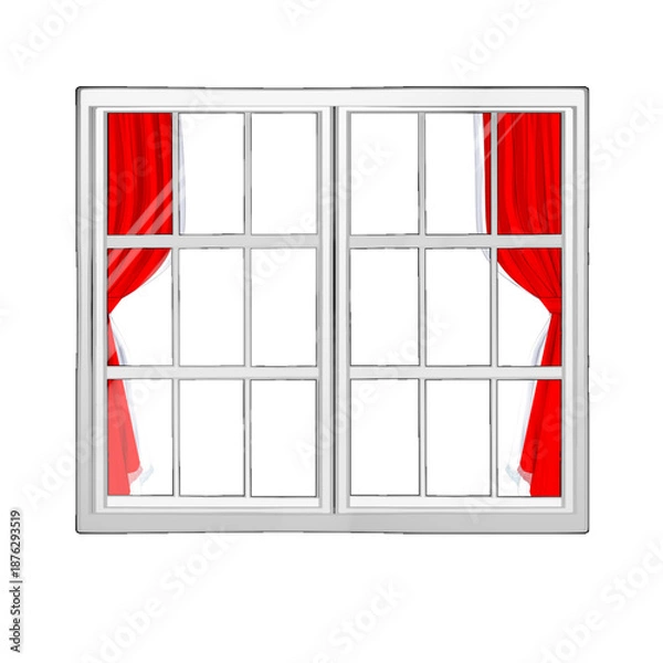 Obraz 二重カーテンの窓