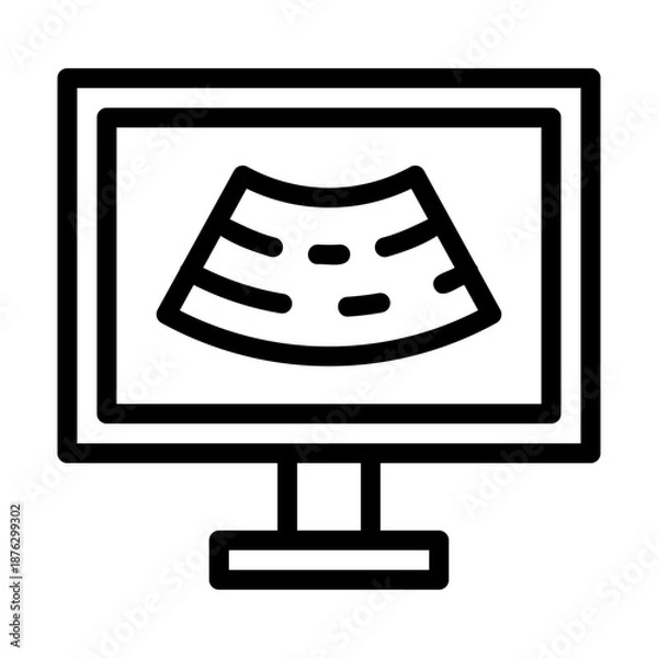 Obraz 초음파 아이콘. 병원 아웃라인 아이콘