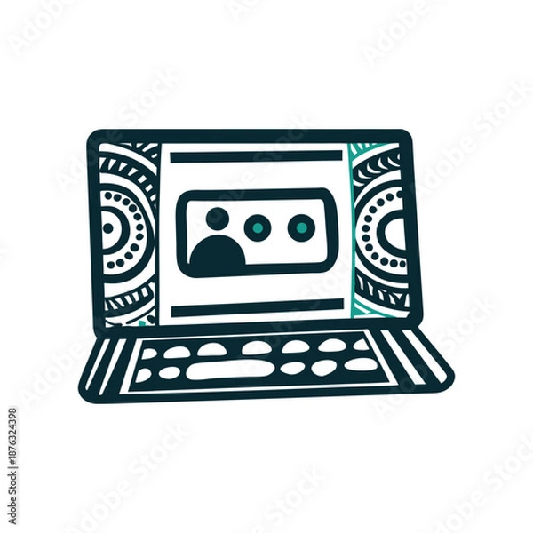 Obraz Tribal Pattern Laptop Login Screen Vector Illustration
