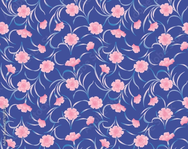 Obraz Japanese Flower Swirl Leaf Vector Seamless Pattern