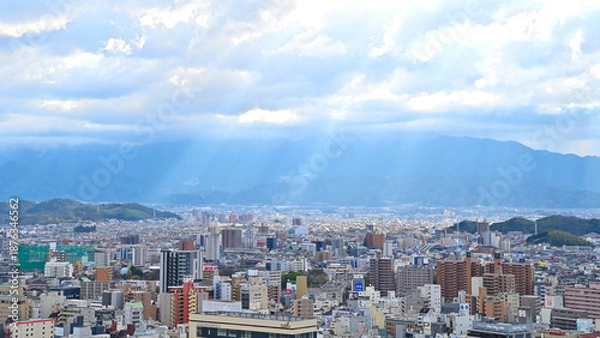 Fototapeta 松山城大手から松山市街の眺め　愛媛県松山市