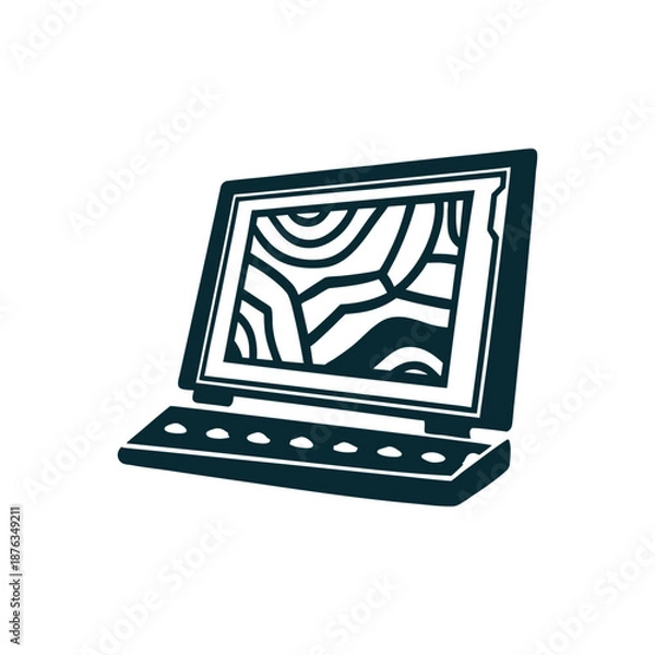 Obraz Abstract Laptop with Organic Screen Pattern Vector Icon
