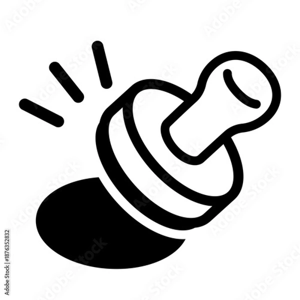 Fototapeta 持ち手の付いたスタンプを押しているのイラスト。