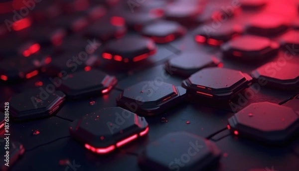 Obraz Sci Fi Inspired 3D Hexagon Background With Floating Blocks