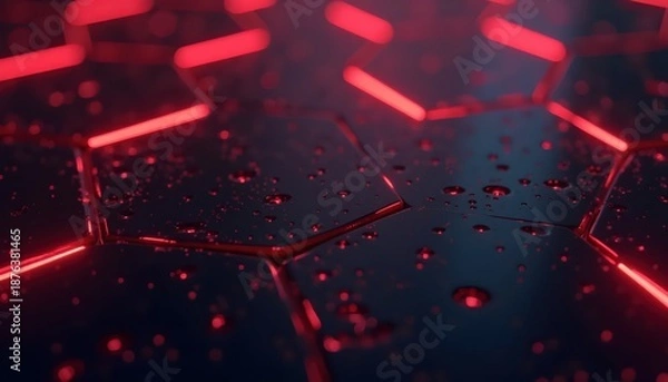 Obraz Glowing Red Lines Creating Depth And Digital Flow