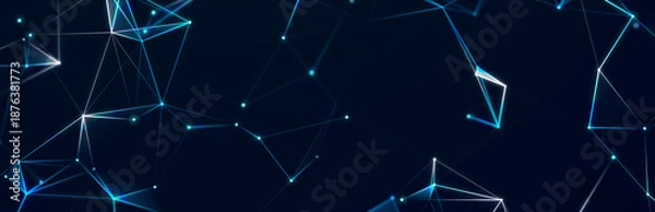 Obraz Abstract digital communication points. Technological background. Network connection structure. Color plexus effect. 3D