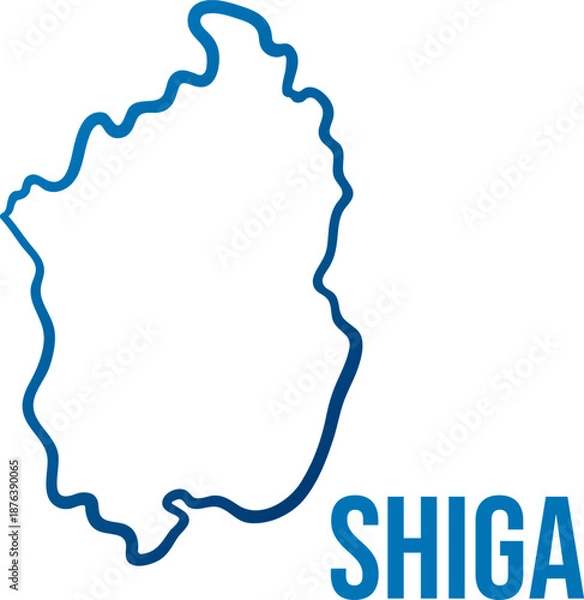 Obraz Shiga prefecture smooth map abstract design. Isolated vector filled with blue gradient