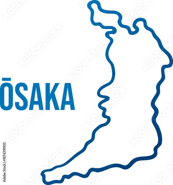 Obraz Osaka prefecture abstract smooth map. Isolated vector filled with blue gradient