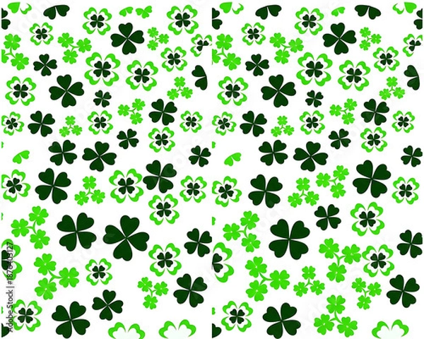 Obraz Green Shamrock Seamless Pattern on White Background 
