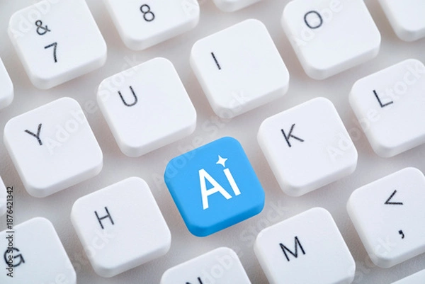 Fototapeta Computer keyboard with Artificial Intelligence button.